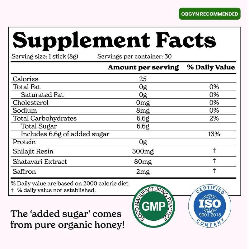 Shilajit Women Multi-Mineral Honey Sticks