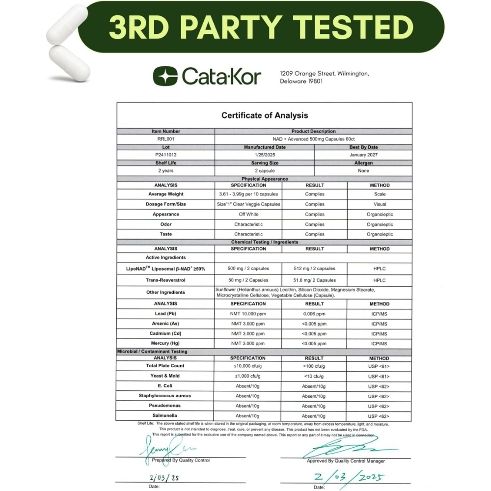 Cata-Kor NAD+ Advanced Resveratrol 500mg